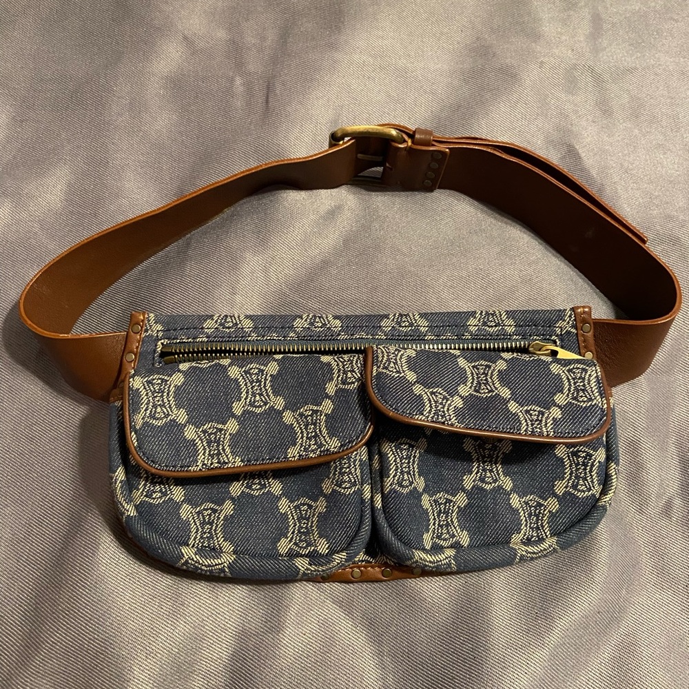 Vintage Celine Macadam Denim Waist Bag